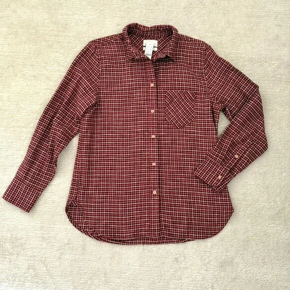 J Crew Red Plaid Shirt Womens Size 6 Flannel Button Down Classic Fit NWT Casual - Picture 6 of 10